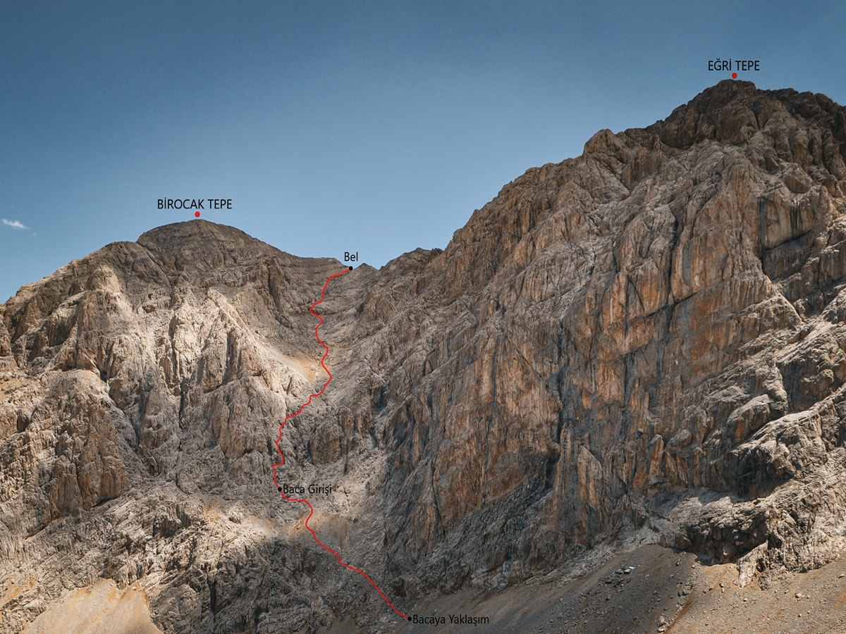 Birocak Tepe-Eğri Tepe Batı Yüzü Bacası ve Kulvarı Rota Genel Görünümü